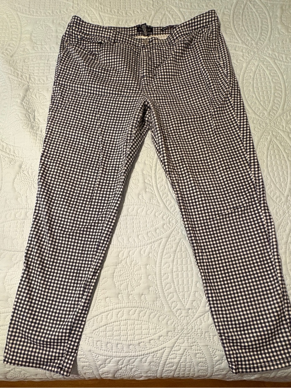 Charter Club Black & White Gingham Skinny Ankle Pants